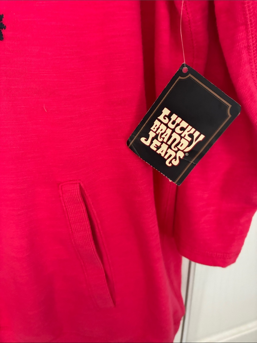 Lucky Brand Pink Embroidered Hoodie Top - Picture 3 of 5